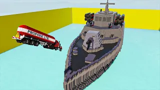 Explosive Cars vs Military Warship Teardown