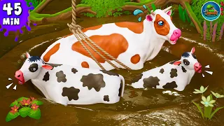 Farm Animals Rescue Videos Compilations | Cow Rescue | Animals Farm Diorama 3D Cartoons