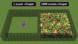 1000 zombie villagers vs 1 super villager (but super villager have all effects)