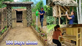 FULL VIDEO: 100 Days Alone | Build The Farm, Gardening, Bamboo gate, Toilet