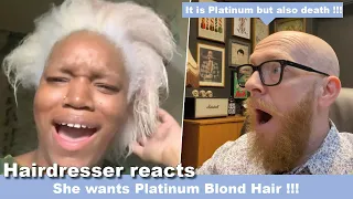 She Wants Platinum Blond and Killed Her Hair . Hairdresser reacts to Hair Fails #hair #beauty