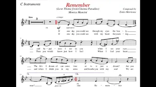 REMEMBER - Love Theme from Cinema Paradiso by Ennio Morricone - Sheet Music for C Instruments