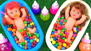 Satisfying Video | Mixing Rainbow Candy in 2 Bathtub with Magic Glitter Balls Slime Cutting ASMR
