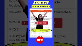 IB Answer Key 2023 Kaise Dekhe ? How to Check IB Security Assistant Answer Key ? SA MTS Pdf Download