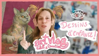 Art studio vlog, je retrouve mes dessins d'enfance, oh la la