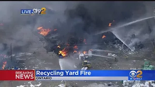 Firefighters Battling Recycling Yard Fire In Ontario