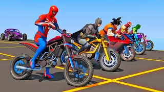 NOVA CORRIDA DE MOTOS COM HOMEM ARANHA e SUPER HEROIS vs HULK MUTANTE - GTA V