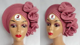 V-shaped Pleated Turban Cap with Side Pleated Frame and Ruffles Design