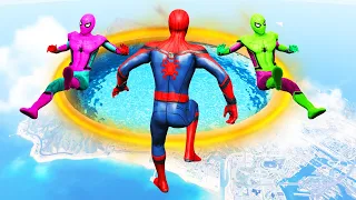 GTA 5 Rainbow Spiderman Jumping Into Portals (Ragdolls/Euphoria Physics) #9