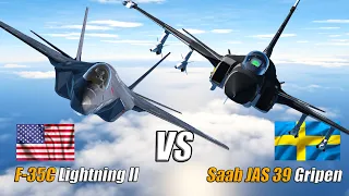 50 US F-35C Lightning II vs 50 Swedish Saab JAS 39 Gripen - DCS WORLD