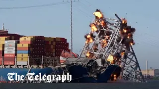 Collapsed Baltimore bridge blown up in the hopes of freeing the Dali container ship