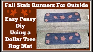 Fall Stair Runners Using Dollar Tree Rug /Mat