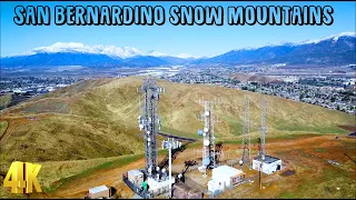 San Bernardino snow mountains drone views