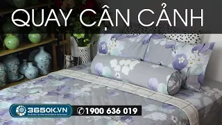 Ra giường Hàn Quốc | Chăn ga gối đệm giảm giá màu xám hoa lá KS1-715