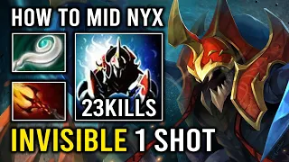 How to Solo Mid Nyx Assassin in 7.35 with Invisible Level 5 Dagon Instant 1 Shot Dota 2