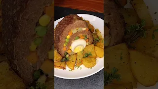 ROLLO DE CARNE MOLIDA RELLENO🥩 Delicioso y muy fácil de hacer😋😱#viral #shorts