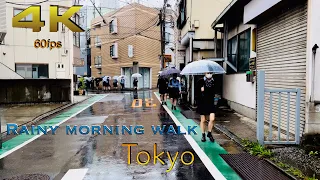 [4K] Nishi-Oi, Heavy Rain morning walk in Tokyo, Japan. #asmr #rainyday