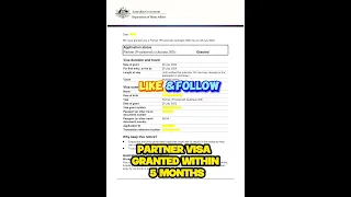 PARTNER VISA SUBCLASS 309 GRANTED WITHIN 5 MONTHS | INDIAN NATIONAL | BANSAL IMMIGRATION CONSULTANTS