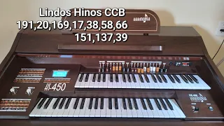 LINDOS HINOS CCB!!! 191,20,169,17,38,58,66,151,137,39/ Tocado no órgão Harmonia HS-450