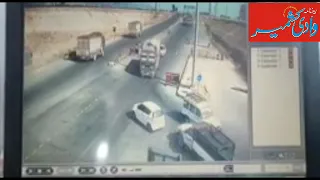 CCTV footage of today's road accident at Galander Pulwama on National Highway.Two persons got killed