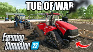 TUG OF WAR! JOHN DEERE vs CASE vs NEW HOLLAND: Who Will Win??? | Farming Simulator 22