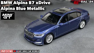 『MY MINI CAR WORLD』UNBOXING MINI GT 1/64 BMW Alpina B7 xDrive - Alpina Blue Metallic