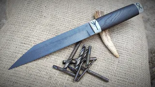 WOOTZ steel from old drills . MAKING A VIKING SEAX!!!