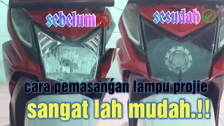 Cara memasang lampu projie di motor beAT fi||2014