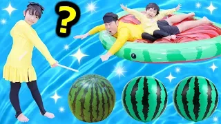 ★スイカ割り！「どれが本物のスイカ～？？」ニセモノは２０個！！★Watermelon split★