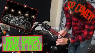 NEW GRIPS!  How to install the Vans x Cult 'ox blood' handlebar grips on the Indian Scout Bobber.