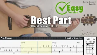 Best Part (Easy Version) - Daniel Caesar ft H.E.R | Fingerstyle Guitar | TAB + Chords + Lyrics