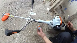 Коса STIHL FS 55 - как правильно пользоваться (на самом деле нет, так делать не надо)