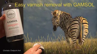 How to remove varnish from an oil painting in an easy way using Gamsol