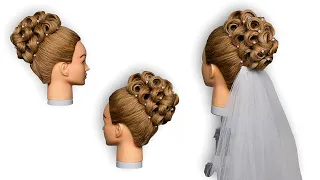 KLASICKÝ SVATEBNÍ ÚČES SE ZÁVOJEM, DRDOL,VÝČES, PRO DLOUHÉ VLASY.CLASSIC WEDDING HAIRSTYLE WITH VEIL