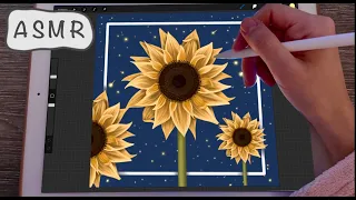 iPad ASMR - Painting a sunflower in Procreate 🇺🇦