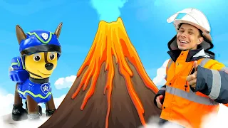 Игры для мальчиков: Чейз устроил извержение вулкана! Пожарная техника в видео про машинки и игрушки