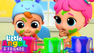 Rainbow Color Slime Playtime with Baby John! | Little Angel And Friends Kid Songs