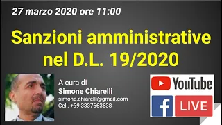 Sanzioni amministrative nel D.L. 19/2020 - approfondimenti (27/03/2020)