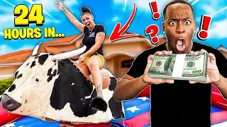 LAST TO FALL OFF MECHANICAL BULL WINS $10,000 CHALLENGE