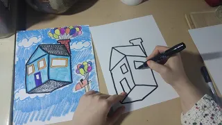 Drawing with Perspective - Floating House!