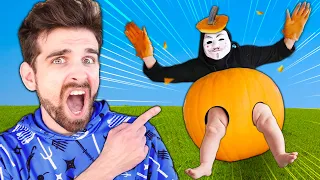 HACKER BOSS Scavenger Hunt but it gets WEIRD! Pumpkin Hide and Seek Challenge Among Us Friends!