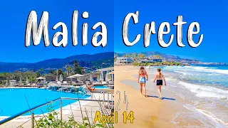 Malia Crete, walking through beaches, resort and town of Malia, Greece 2024