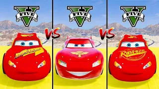 Cars 1 Vs Cars 2 Vs Cars 3 Lightning McQueen In GTA 5 Challenge Who Will Win The Challenges?