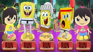 Tag with Ryan vs Spongebob - Sponge on the Run - Sisters Emma & Kate Run GamePlay