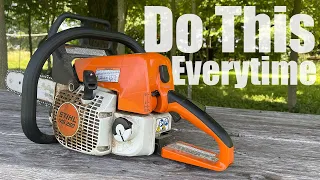 How To Start a Stihl Chainsaw the CORRECT way, don't FLOOD it.