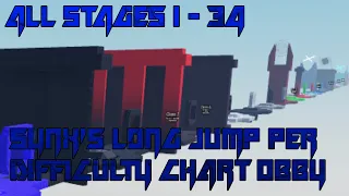 Synx's Long Jump Per Difficulty Chart [All Stages 1-34] (ROBLOX Obby)