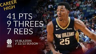 Trey Murphy 41 pts 9 threes 7 rebs vs Blazers 22/23 season