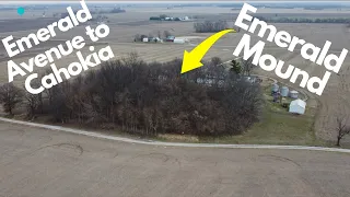 Drone video of Emerald Mound and Village Site. Emerald Avenue to Cahokia. Mississippian Metropolis