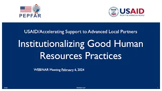 Institutionalizing Good Human Resource Practices