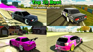 Top 10 Best Drift Cars for Absolute Beginners in Car Parking Multiplayer | Cheap and Reliable